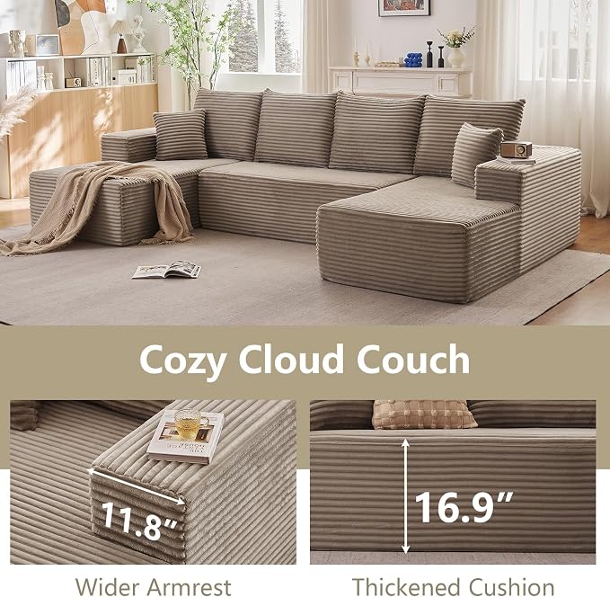 Sectional Cloud Couch for Living Room, Modular Floor Deep-Seat Sofa, Big Comfy - Image 8
