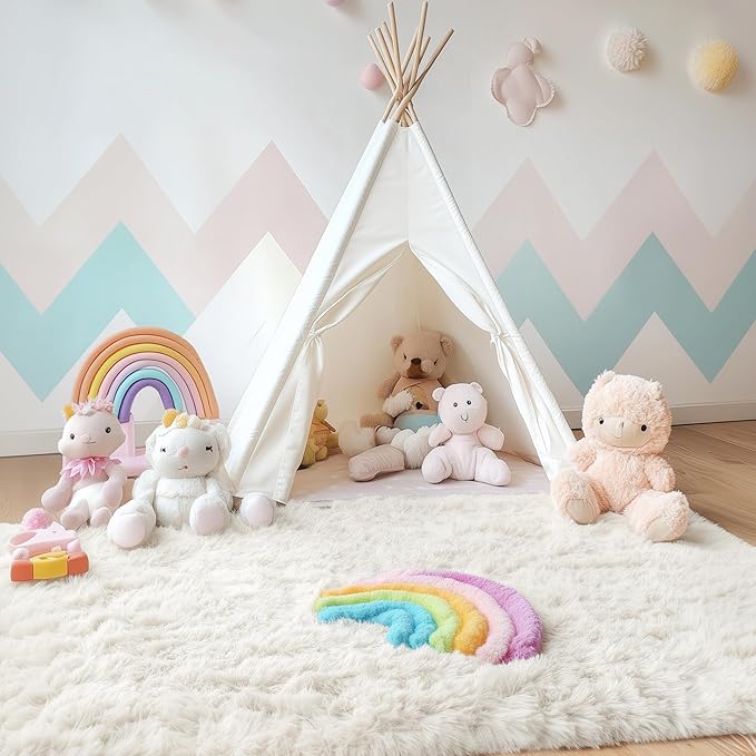OLANLY 3x5 Machine Washable Small Bedside Rug, Soft Fluffy Shaggy Rugs - Image 3