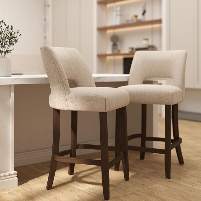 VKNOW Bar Stools Set of 4, Upholstered Counter Height Bar Stools, Modern - Image 5