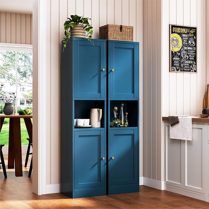 YAUWOH 2-Door Metal Storage Cabinet, Tall Slim Pantry Organizer - Image 2