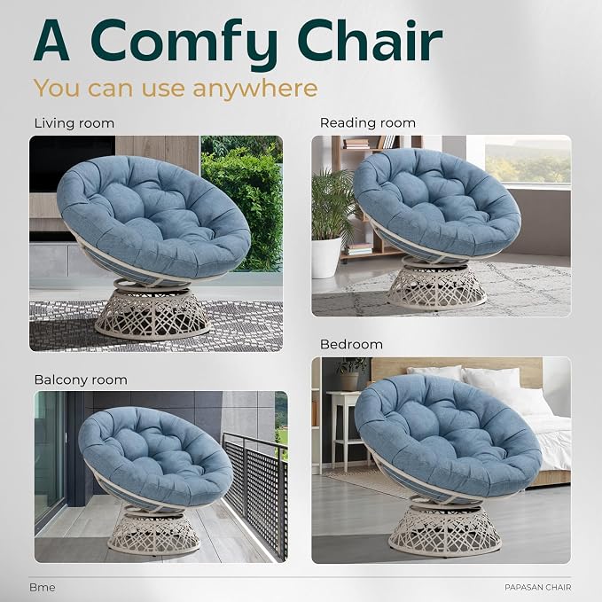 Bme 40" Ergonomic Wicker Papasan Chair - Image 5