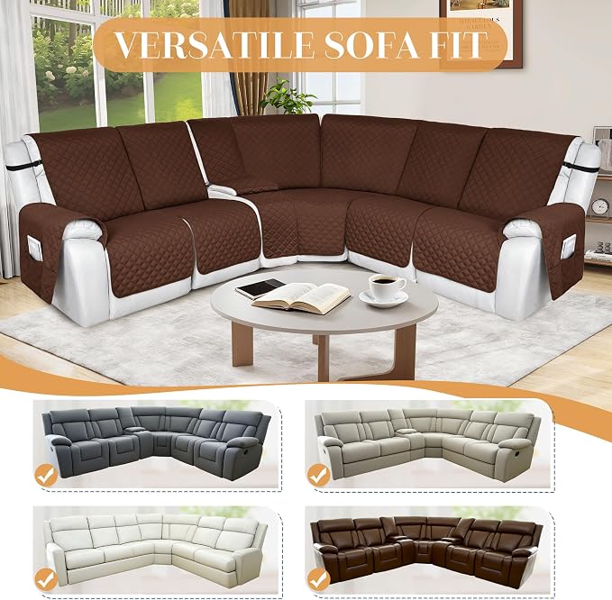 HDCAXKJ Reclining Sectional Couch Covers L Shape Recliner Sofa Middle Console - Image 5