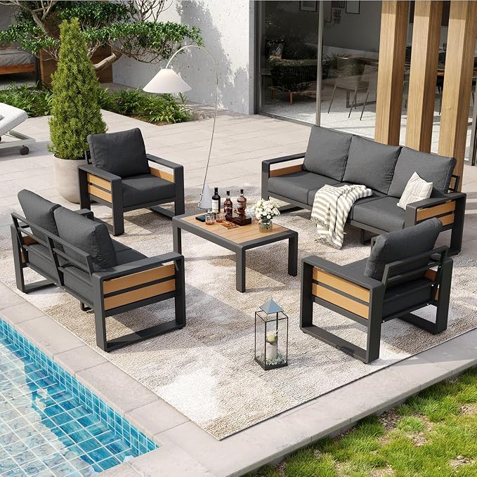 Aoxun Aluminum Patio Furniture Set, 5 Piece Luxury Outdoor Sectional - Image 5
