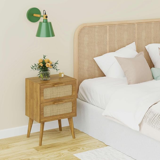 YAUKOMEL Rattan Nightstand, Wood End Table, Side Table - Image 6