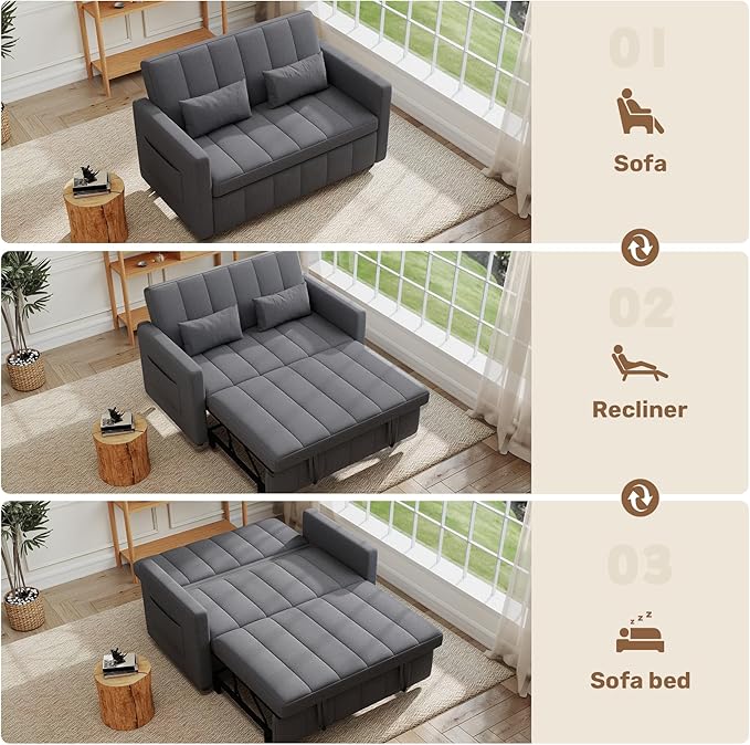 Nebuaegis Sleeper Sofa Bed, 3-in-1 Convertible Pull Out Couch - Image 4