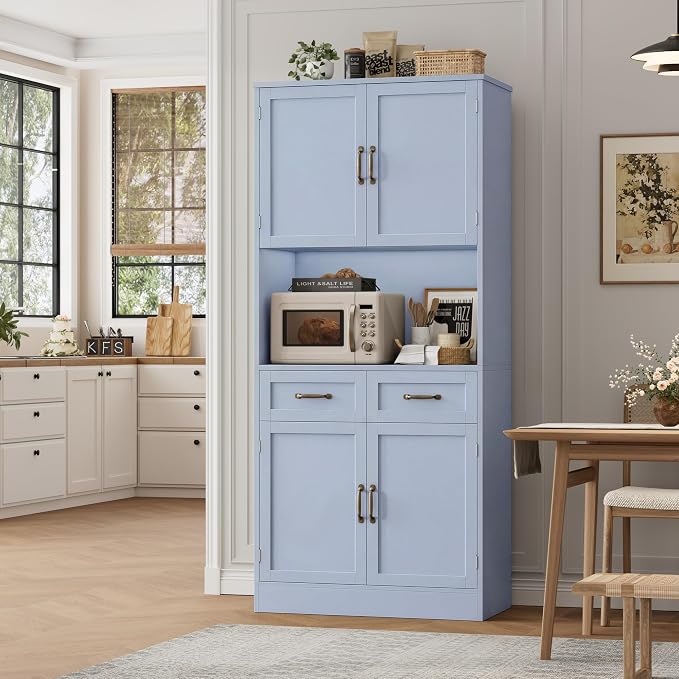 HOSTACK 71" Tall Kitchen Pantry Storage Cabinet, Modern Kitchen Hutch Bar - Image 2