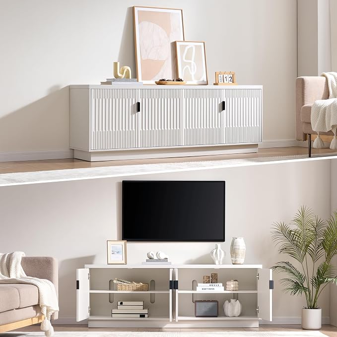 Fatmok Fluted TV Stand for up to 75" TVs, Modern Media Console - Image 7