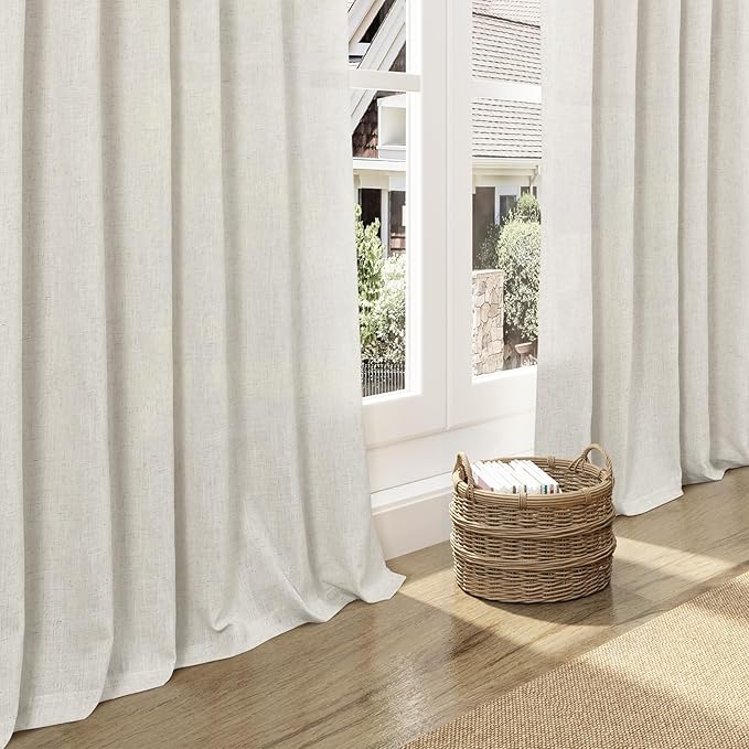 Nanspring Mousse White Linen Curtains 120 Inches Long - Image 5