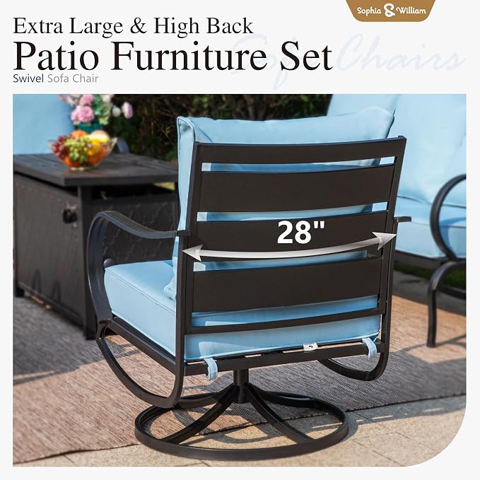 Sophia & William 2 Pieces Patio Furniture Sets Metal Sofa Chairs Patio Cushion - Image 4