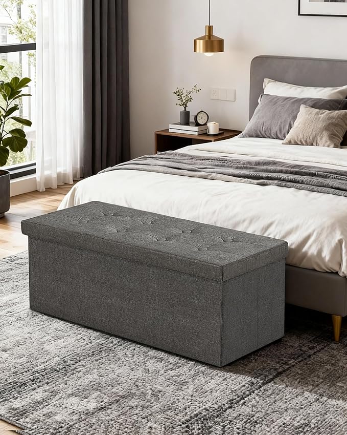 GLAXYFUR 43.3 inches Folding Storage Ottoman Bench Storage Chest Footrest - Image 2