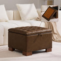 WUTUTUEE 24" Faux Leather Square Storage Ottoman by WUTUTUEE