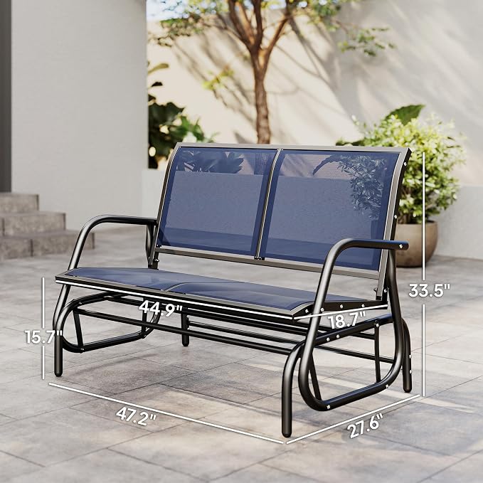 Outsunny 2-Person Outdoor Glider Bench, Patio Double Swing Rocking Chair - Image 3
