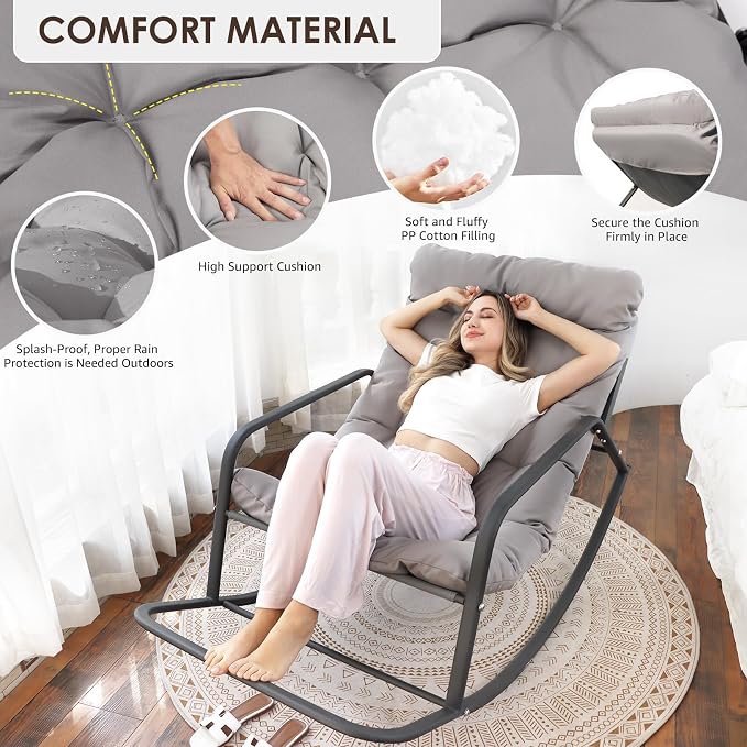 RADIATA 2pcs Rocking Lounge Chair, Indoor Outdoor Reclining Lounger - Image 5