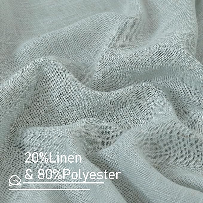 LAMIT 54 Inch Semi Sheer Window Linen Curtains, Light Filtering Panels Back Tab - Image 3