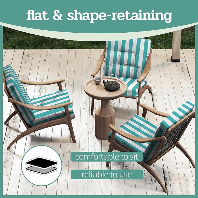 Outdoor Chair Cushion, High Back Soft Seat Pad, Indoor Outside Use, - Image 7