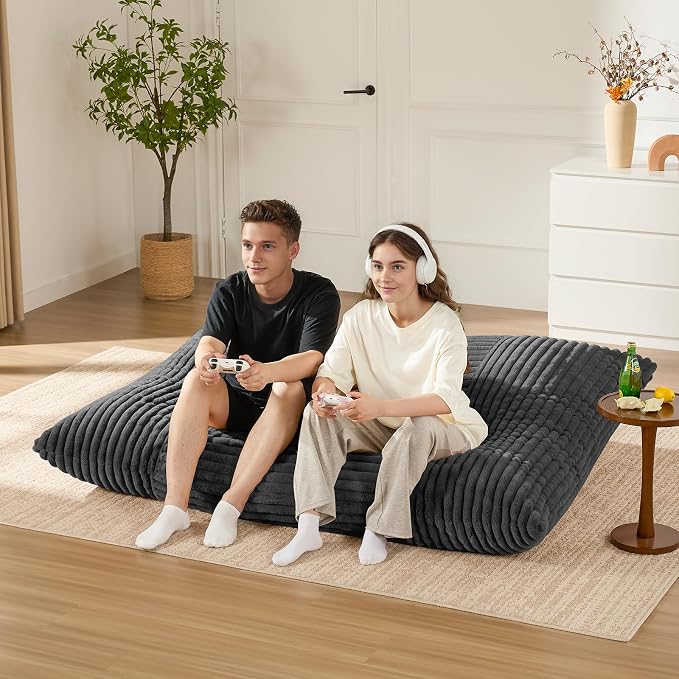 3-in-1 Giant Bean Bag Chair for Adults & Kids, Convertible Floor Sofa to - Image 8