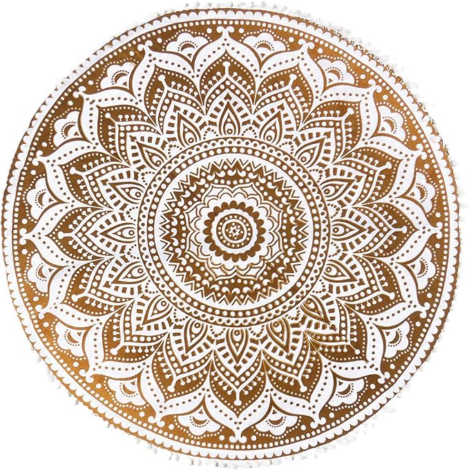32" Brown White Floor Meditation Pillow Cushion Seating Throw Cover Hippie - Image 4