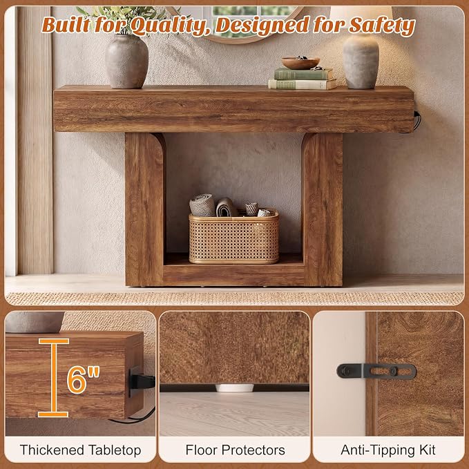 Homieasy Console Table, Farmhouse Wooden Sofa Table Behind Couch, Narrow - Image 6