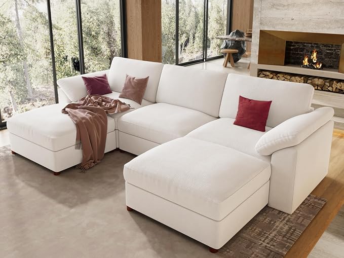 EASE MOOSE Oversized U Shape Sectional Modular Sofa, Wide Deep seat Sectional by EASEMOOSE