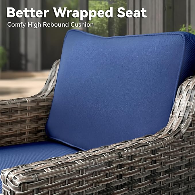 3 Pieces Patio Furniture Sets-Outdoor PE Rattan Wicker Chairs - Image 5