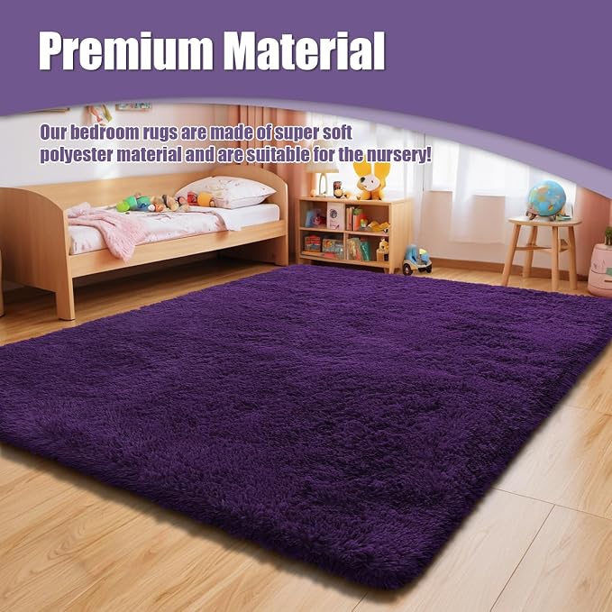 Shag Area Rug for Bedroom 5x8, Soft Fuzzy Rug Non-Shedding Indoor Plush Carpet - Image 4