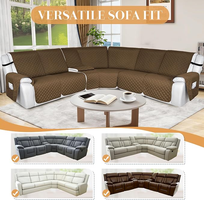 HDCAXKJ 100% Waterproof Reclining Sectional Couch Covers L Shape Recliner Sofa - Image 6
