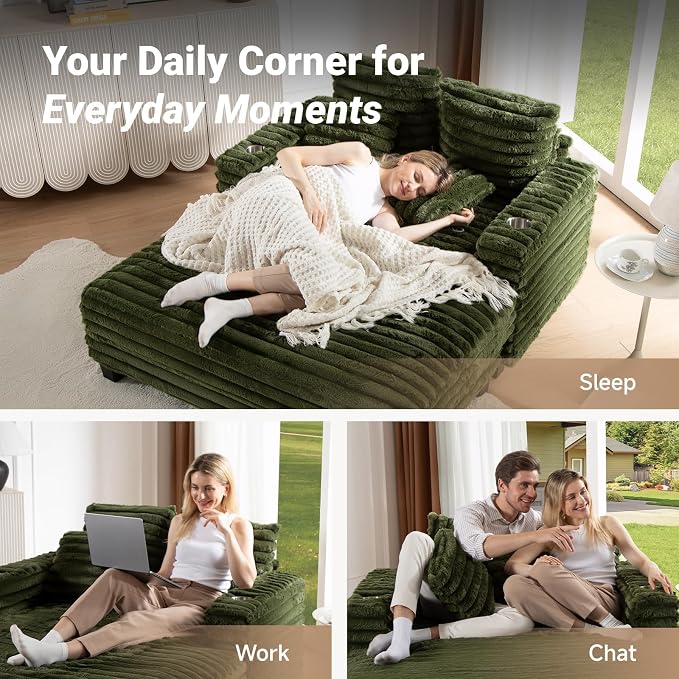 Amsleekey 64" Chaise Lounge Chair Indoor, Oversized Sleeper Chair - Image 9