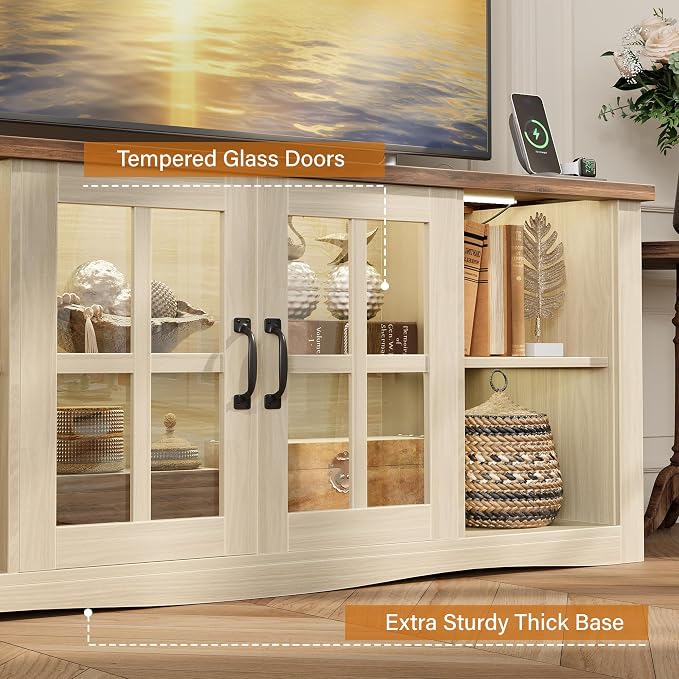 YESHOMY Farmhouse LED TV Stand - Image 7