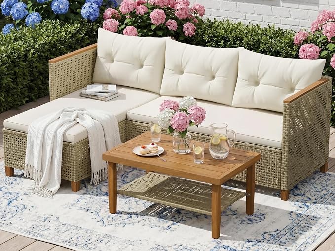 Devoko Wicker Patio Furniture Set, 3 Pieces Outdoor Sofa by DEVOKO