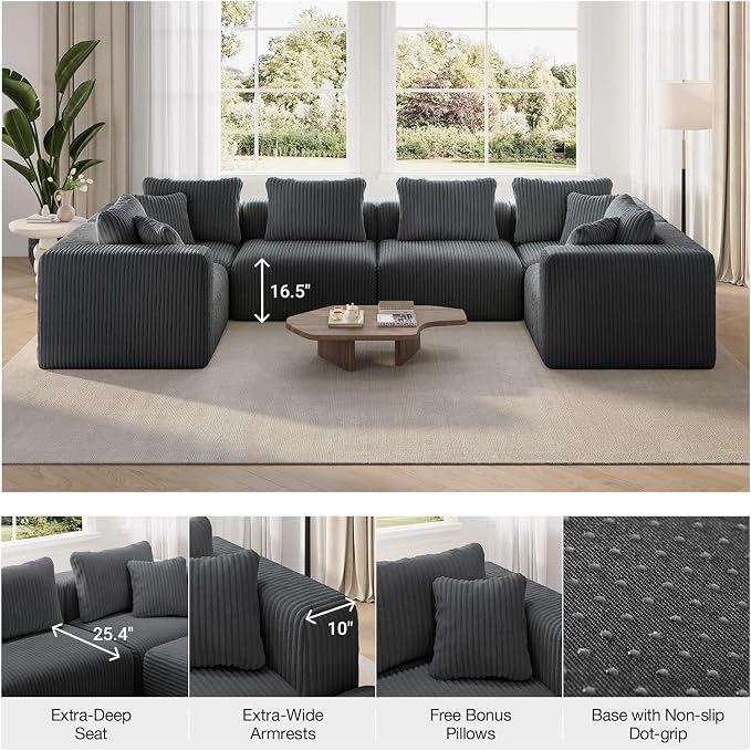 Novilla 106" Modular Sectional Sofa, Modern Cloud Sectional Couch - Image 7