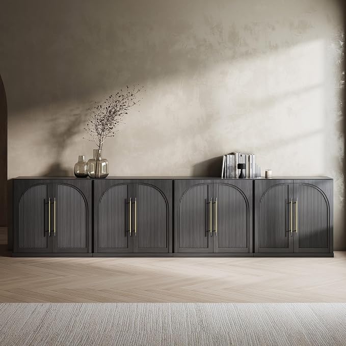 BELLEZE 3 Tier Bookshelf with Double-Arc Door by BELLEZE