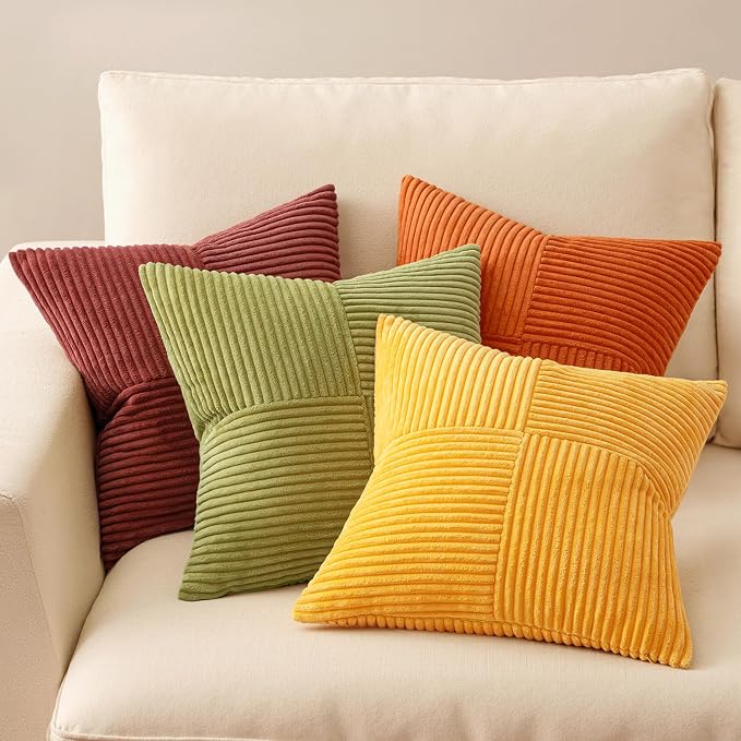 MIULEE Yellow Orange Rust Throw Pillow Covers 20x20 Inch 4 Packs Boho Farmhouse - Image 3