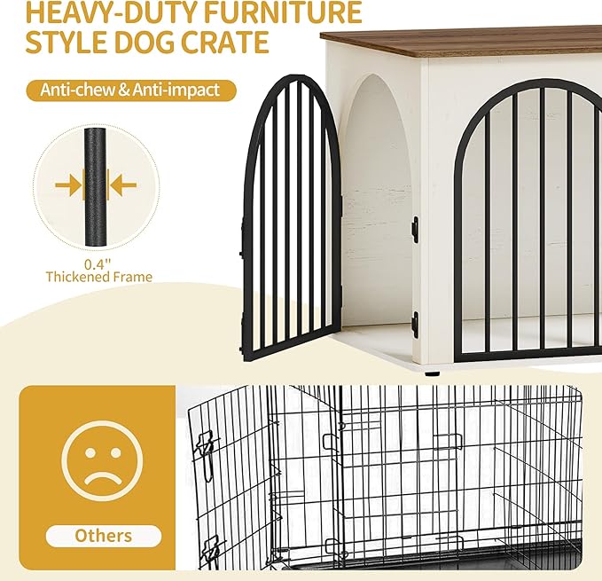 39.4" Wooden Dog Crate Furniture, Indoor Dog Kennel Dogs Cage - Image 4