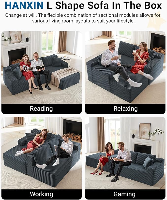 105 Inch Cloud Sectional Couch, Modern Modular Sectional Sofa - Image 3
