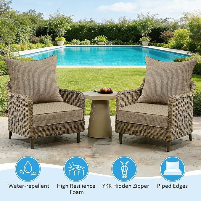 Outdoor Deep Seat & Back Cushion Set, 24 x 24 Inch Water Repellent and Fade - Image 3