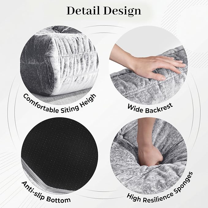 Bean Bag Chair, 2 Seater Lazy Bean Bag Sofa Memory Foam Couch, Giant Bean Bag - Image 5