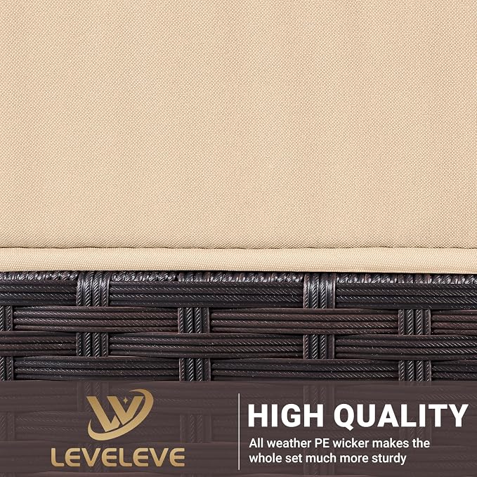 LEVELEVE 3 pcs Rocking Bistro Set Conversation Chairs PE Wicker Outdoor Rocking - Image 8