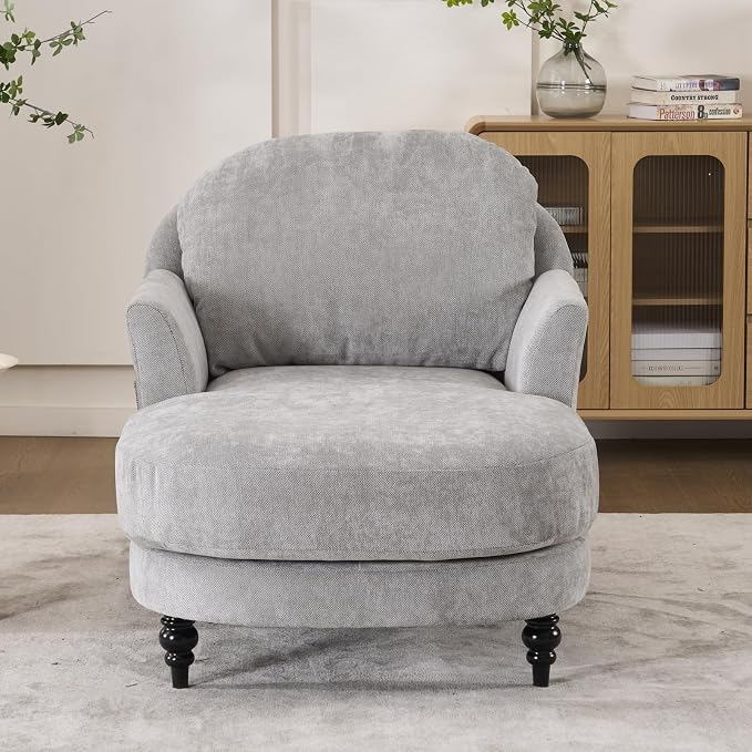 Chaise Lounge Chair Indoor, 59.8" Oversized Couch Reading Chairs，Chenille - Image 7