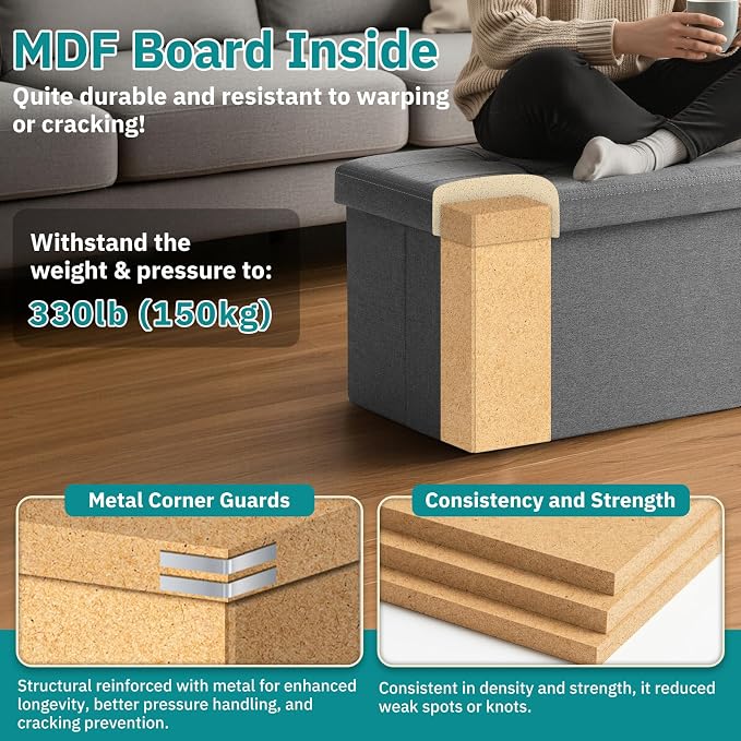 35-INCH Storage Ottoman Bench, Footrest - Image 5