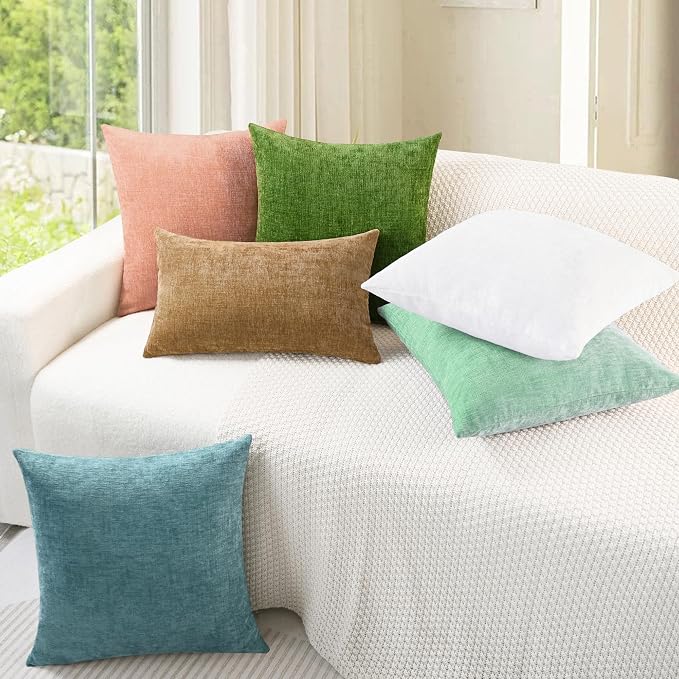 CaliTime Throw Pillow Covers Decorative 16 X 26 Inches Pack of 2 Cozy Chenille - Image 4