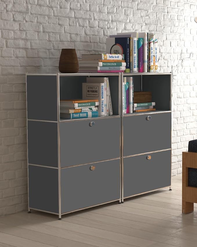 Metal Shelf with 2 Flap Doors, Large Capacity Cabinet, DIY Modern Home - Image 7