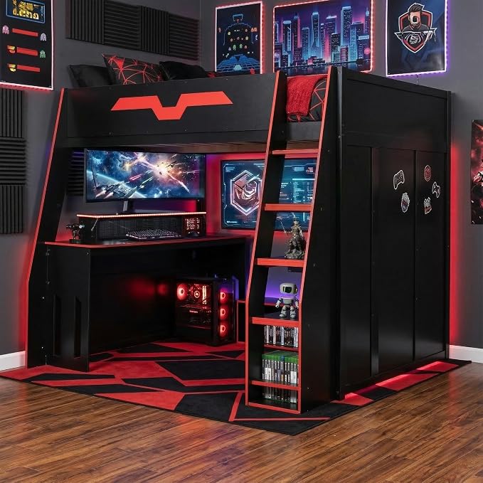 Full Size Wood Esports Loft Bed - Image 3