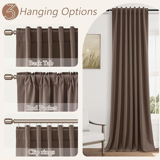 Guken 100% Blackout Curtains 120 Inch Length 2 Panels Set - Image 6