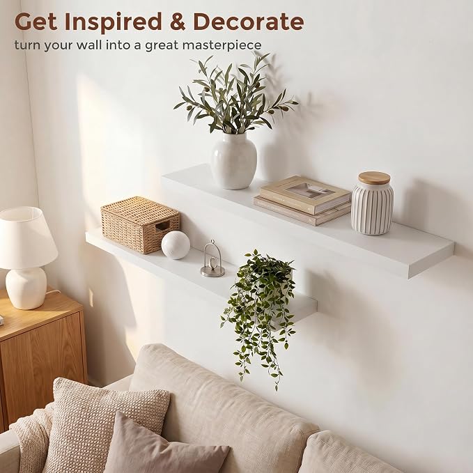 fuqing 40 Inch Floating Shelves | 6.7 Inch Deep White Shelves - Image 6