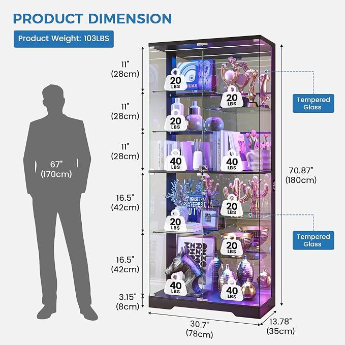 HNEBC 71” Display Cabinet with Glass Doors - Image 2