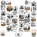 4 Sheets Rub on Transfers for Crafts, Forest Deer Furniture Transfers for Wood by Dorsbaby