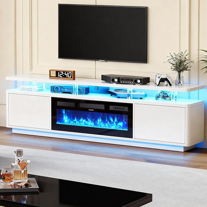 MXV 80" Fireplace TV Stand for TVs UP to 90", Entertainment Center - Image 8