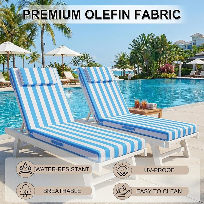 Outdoor Chaise Lounge Cushions, 71x21 Inch Olefin Water & Fade Resistant Pool - Image 6