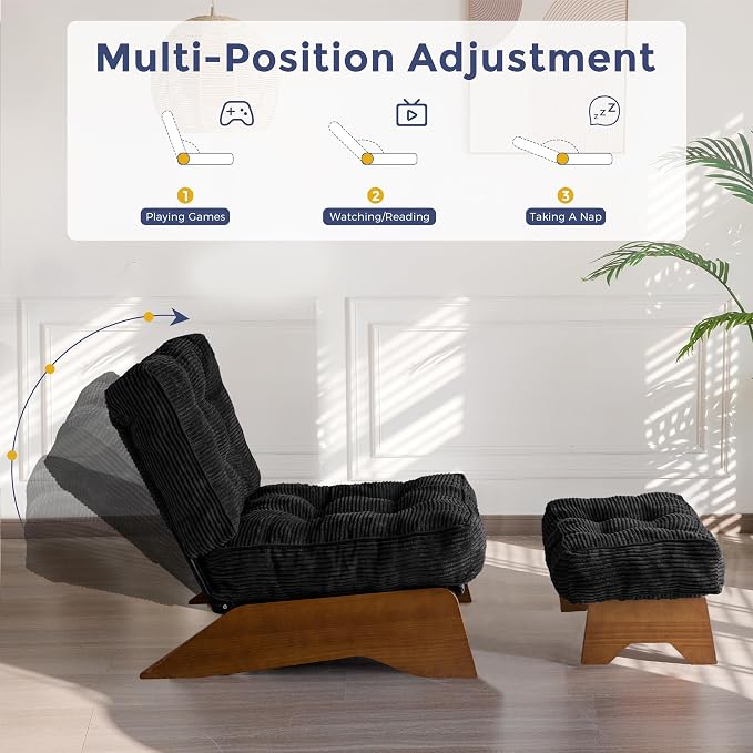 MAXYOYO Accent Chair with Ottoman Adjustable Backrest, Tufted Living Room Chair - Image 6