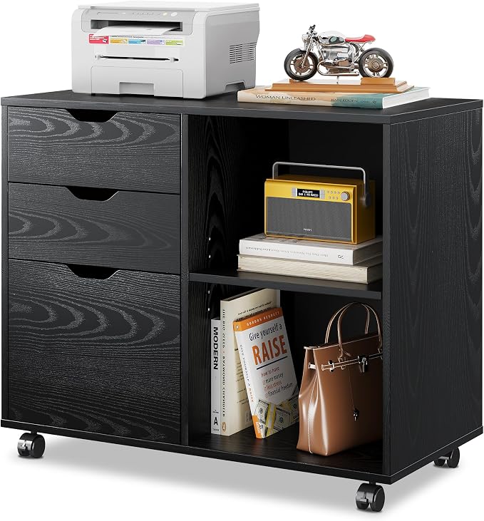 DEVAISE 3-Drawer Wood File Cabinet, Mobile Lateral Filing Cabinet, Printer Stand by DEVAISE
